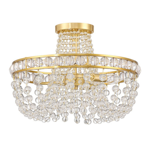 Crystorama Seville 3 Light Semi Flush Mount, Aged Brass