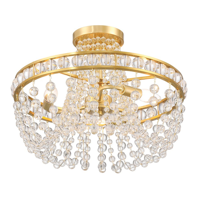 Crystorama Seville 3 Light Semi Flush Mount, Aged Brass