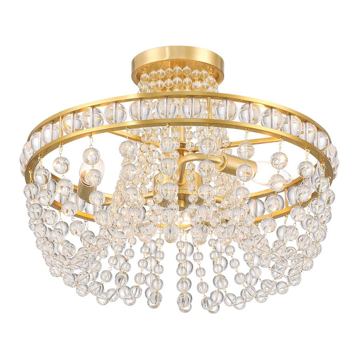 Crystorama Seville 3 Light Semi Flush Mount, Aged Brass