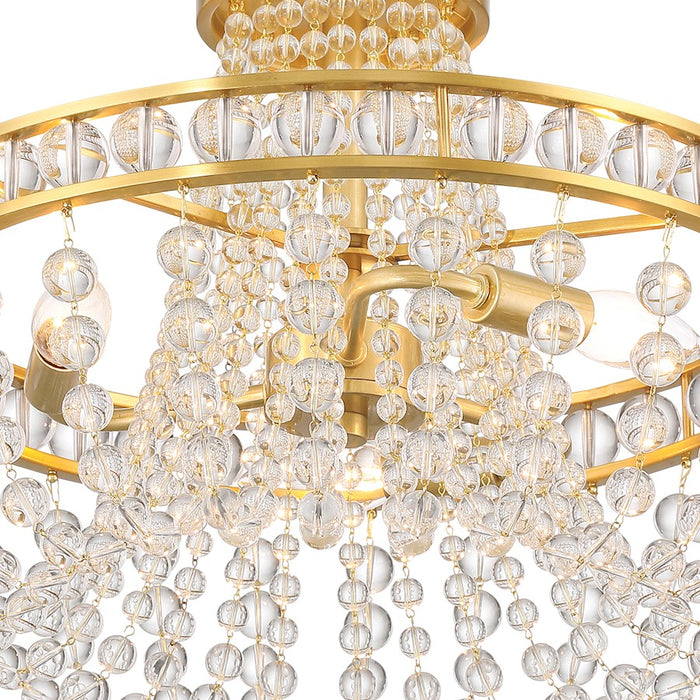 Crystorama Seville 3 Light Semi Flush Mount, Aged Brass