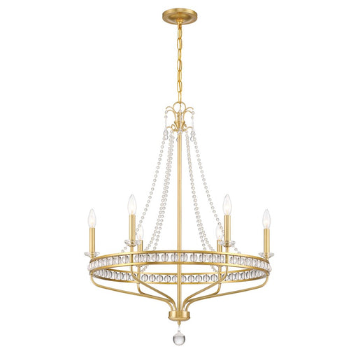 Crystorama Seville 6 Light Chandelier, Aged Brass - SEV-1806-AG