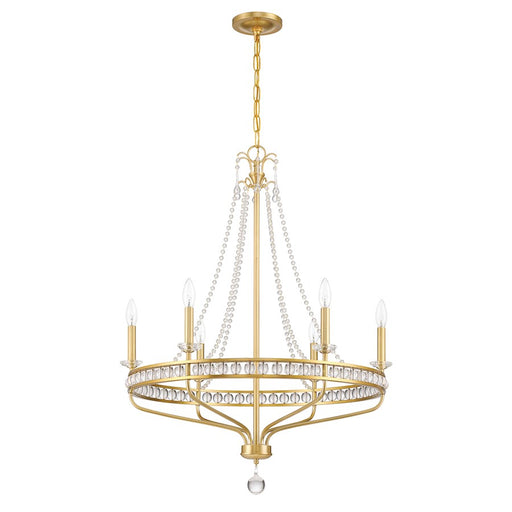 Crystorama Seville 6 Light Chandelier, Aged Brass