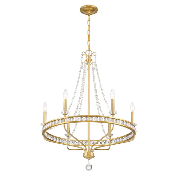 Crystorama Seville 6 Light Chandelier, Aged Brass