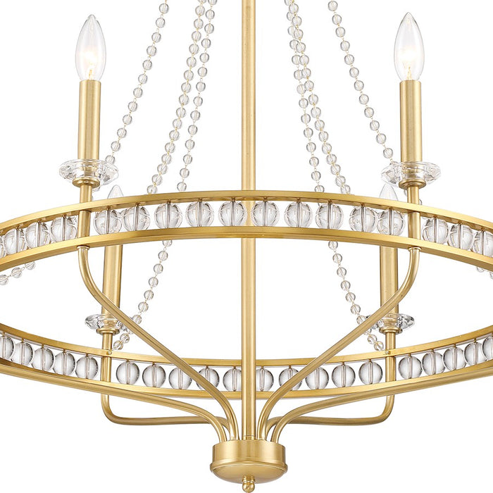 Crystorama Seville 6 Light Chandelier, Aged Brass