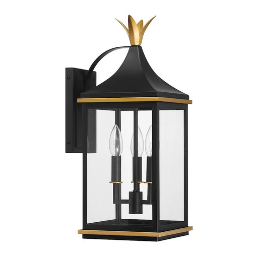 Crystorama Simpson 3Lt 8" Outdoor Sconce, Black/Textured Gold