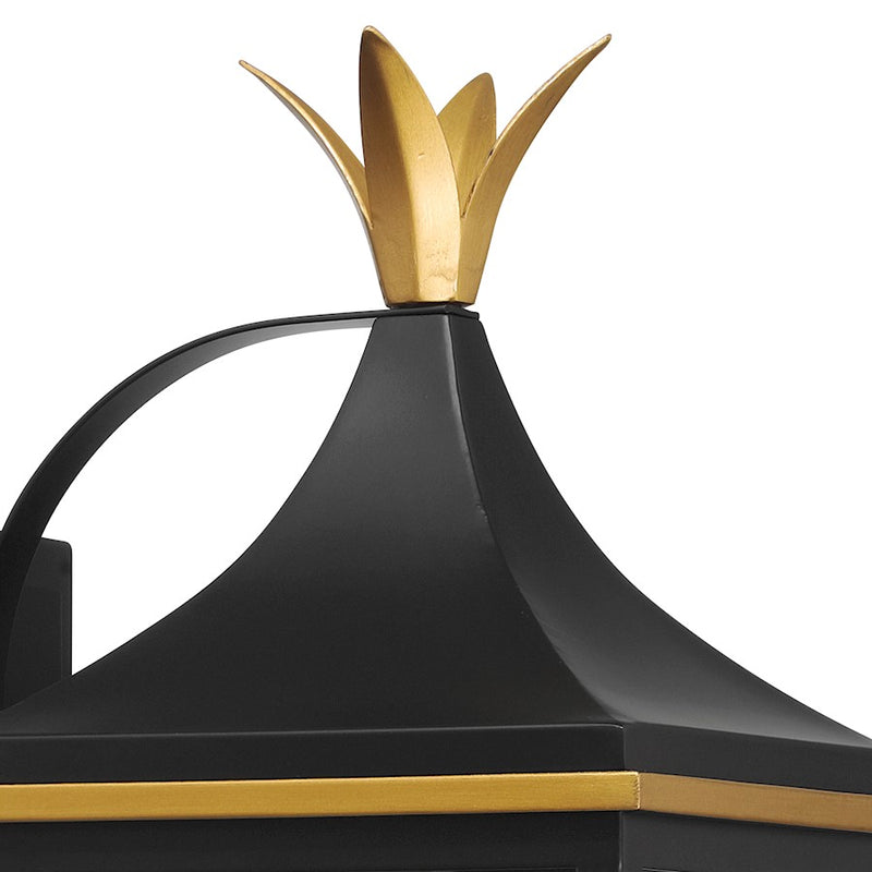 Crystorama Simpson 3Lt 8" Outdoor Sconce, Black/Textured Gold