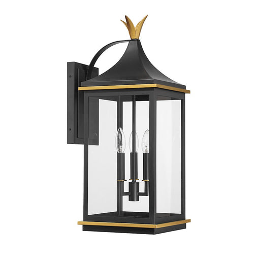 Crystorama Simpson 3Lt 10" Outdoor Sconce, Black/Textured Gold