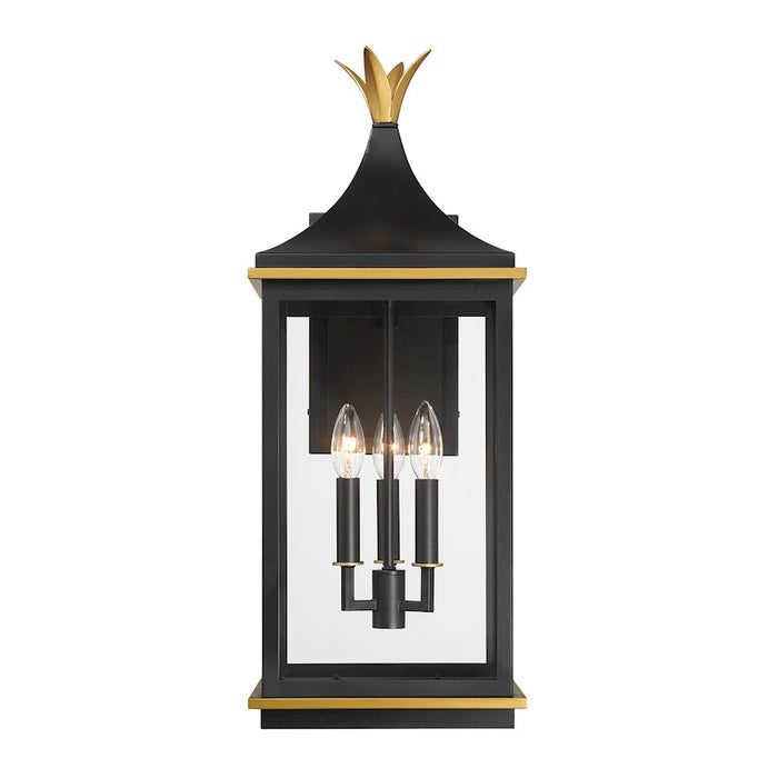 Crystorama Simpson 3Lt 10" Outdoor Sconce, Black/Textured Gold