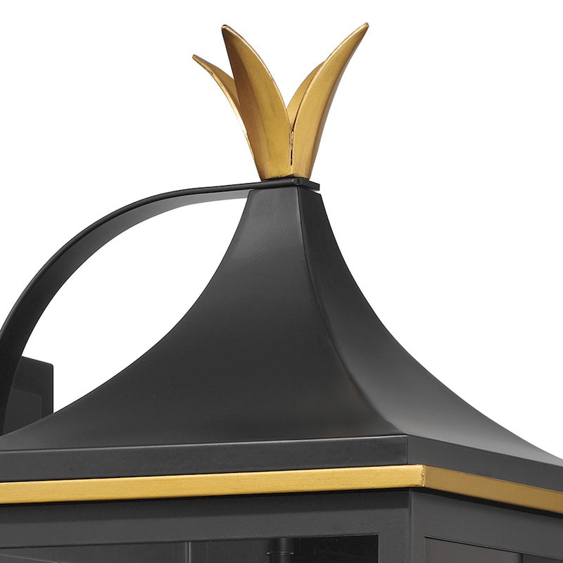 Crystorama Simpson 3Lt 10" Outdoor Sconce, Black/Textured Gold