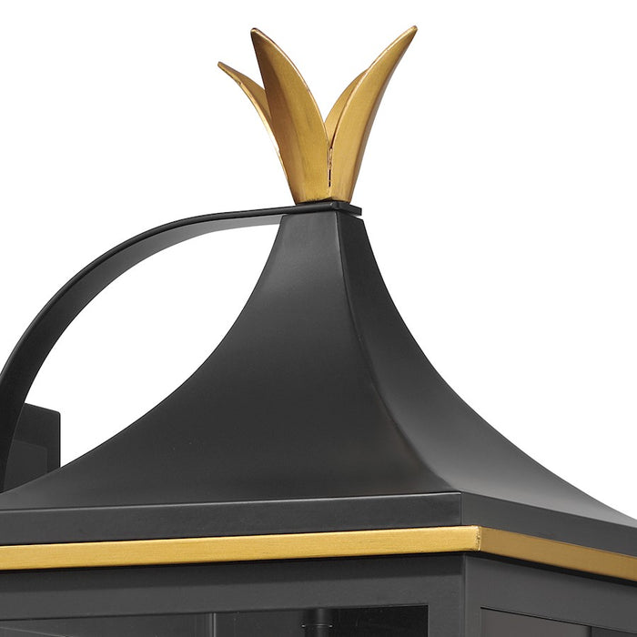 Crystorama Simpson 3Lt 10" Outdoor Sconce, Black/Textured Gold