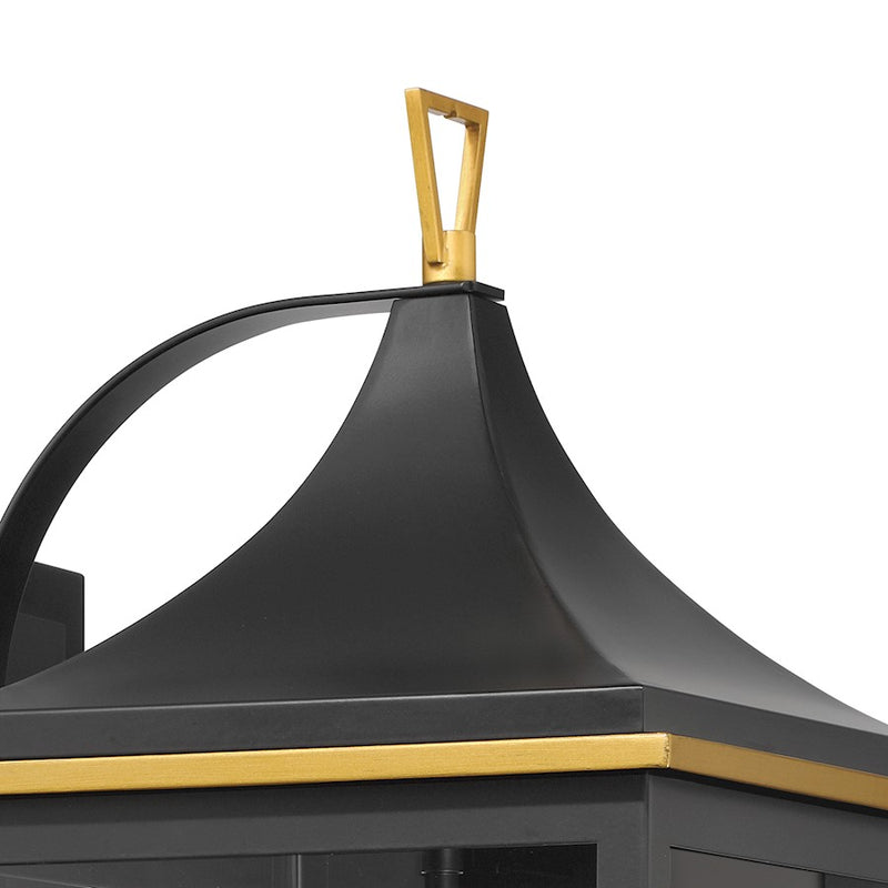 Crystorama Simpson 3Lt 10" Outdoor Sconce, Black/Textured Gold