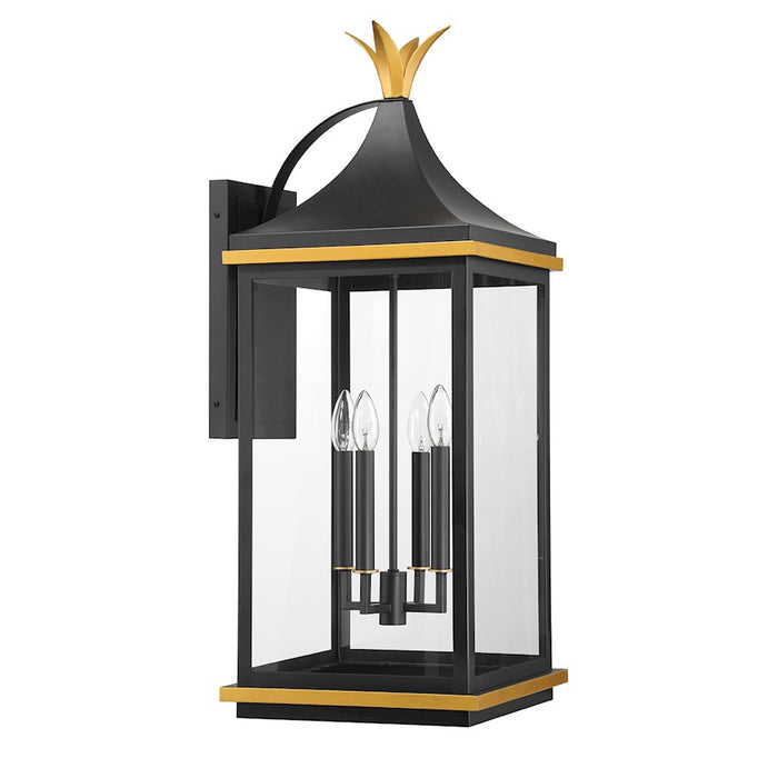 Crystorama Simpson 4 Light Outdoor Sconce, Black/Textured Gold