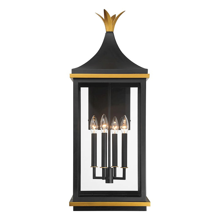 Crystorama Simpson 4 Light Outdoor Sconce, Black/Textured Gold
