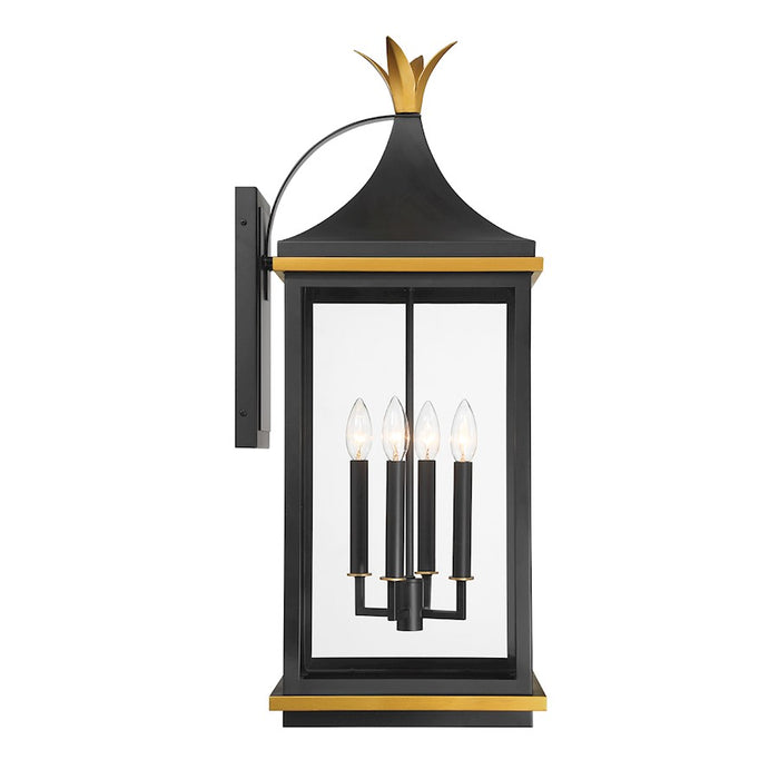 Crystorama Simpson 4 Light Outdoor Sconce, Black/Textured Gold