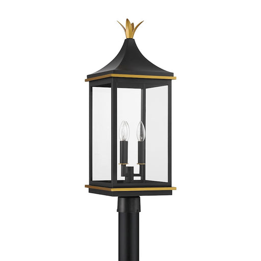 Crystorama Simpson 3 Light Outdoor Post, Black/Textured Gold