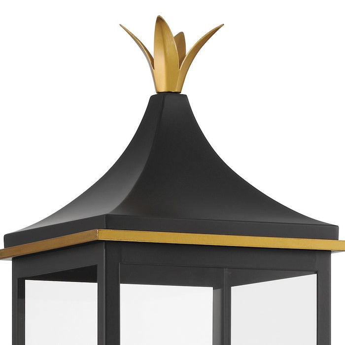 Crystorama Simpson 3 Light Outdoor Post, Black/Textured Gold
