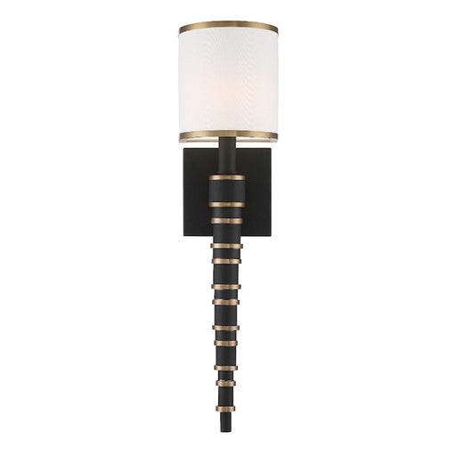 Crystorama Sloane 1 Light Wall Sconce, Gold/ Black Forged
