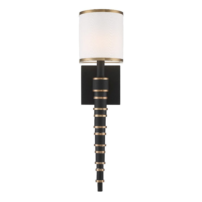 Crystorama Sloane 1 Light Wall Sconce, Gold/ Black Forged