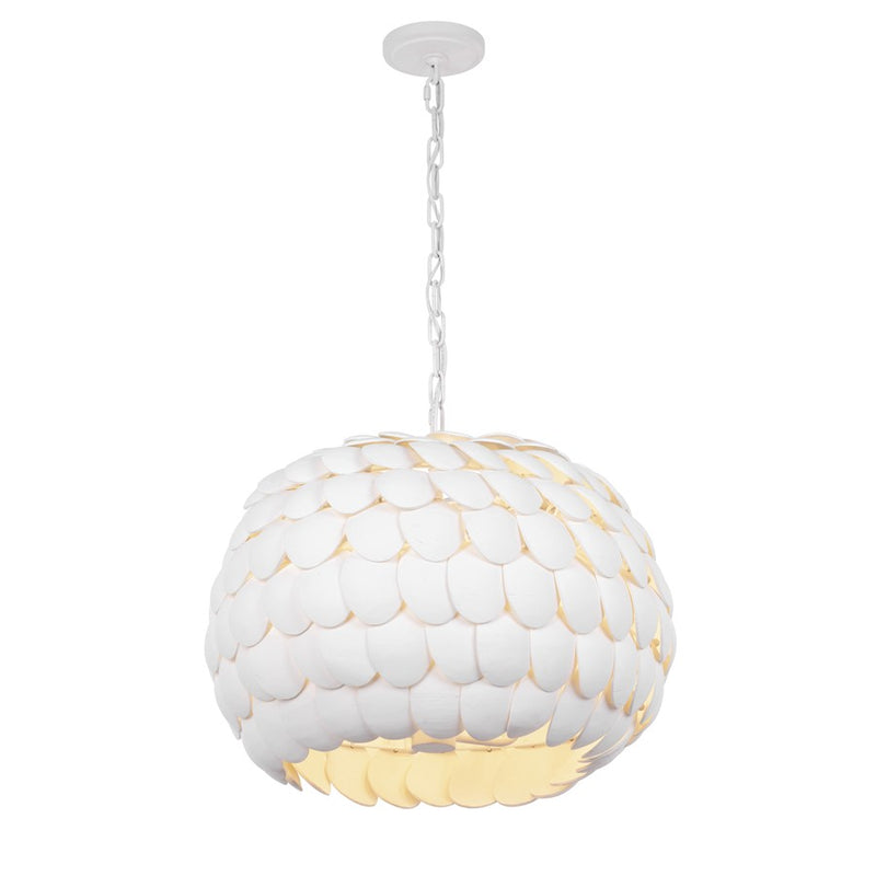Crystorama Talia 5 Light 20.5" Chandelier, Matte White/White