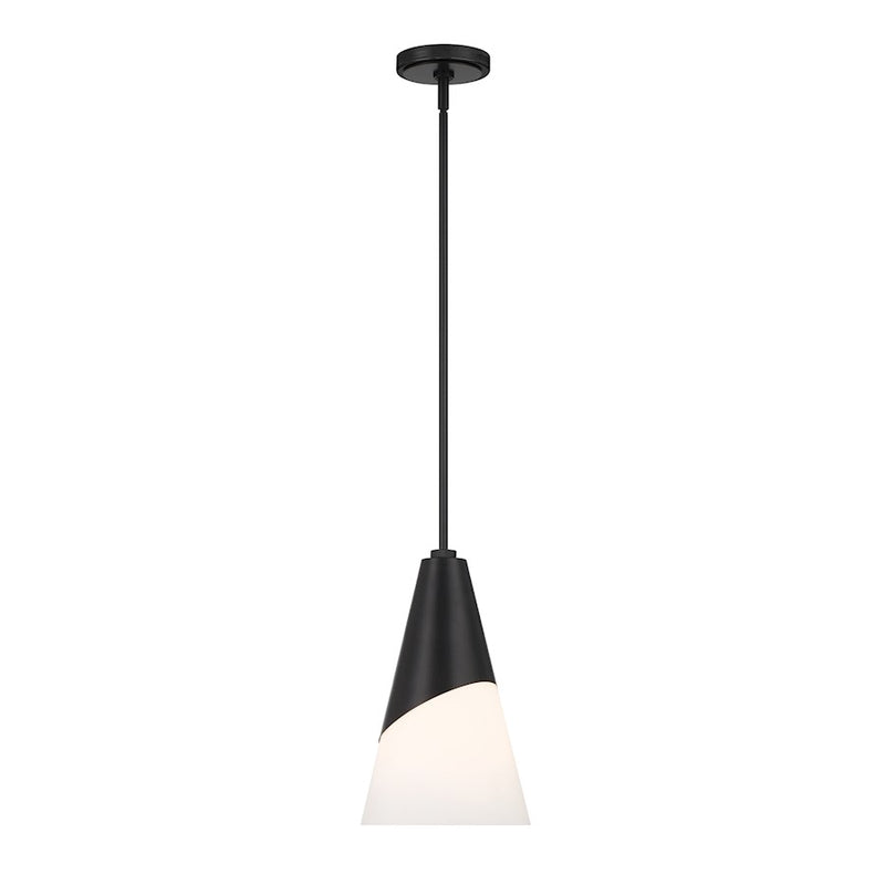 Crystorama Tori 1 Light Pendant, Matte Black/Frosted