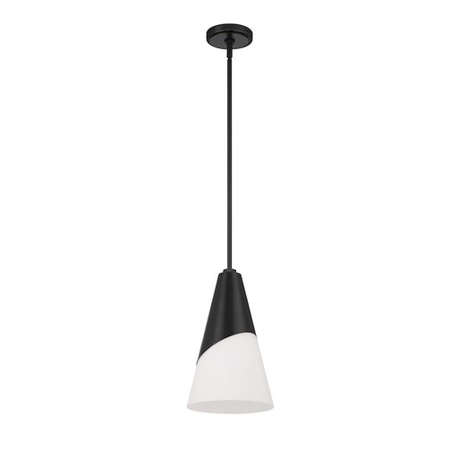 Crystorama Tori 1 Light Mini Pendant, Matte Black/Frosted