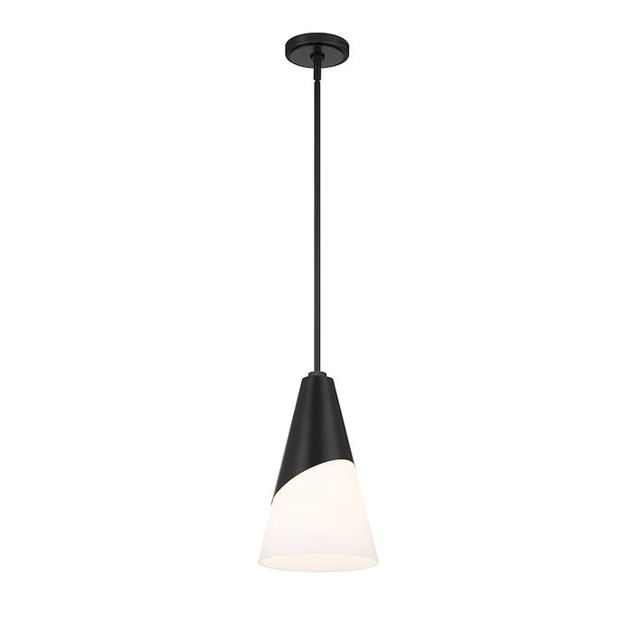 Crystorama Tori 1 Light Pendant, Matte Black/Frosted