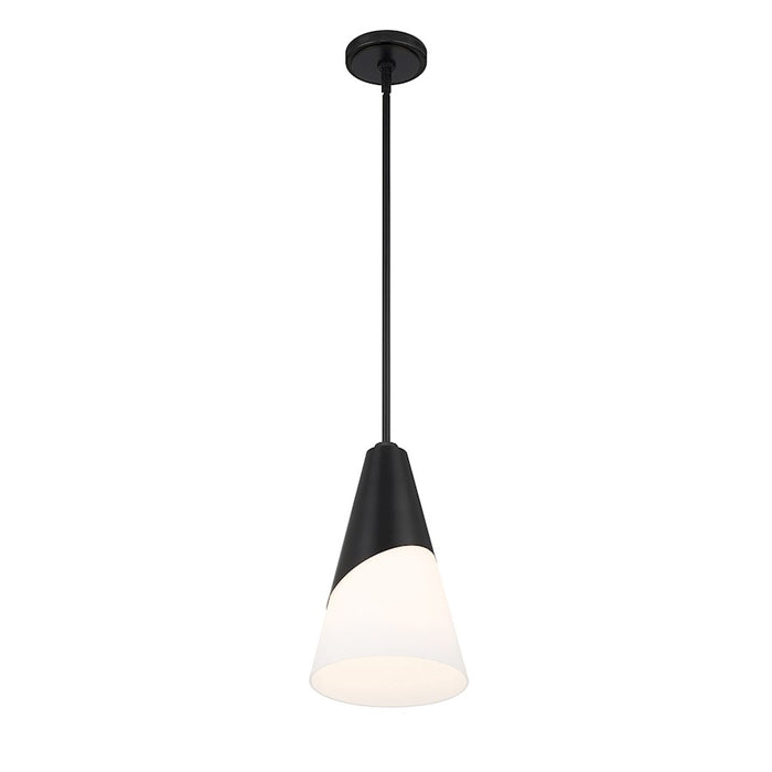 Crystorama Tori 1 Light Mini Pendant, Matte Black/Frosted