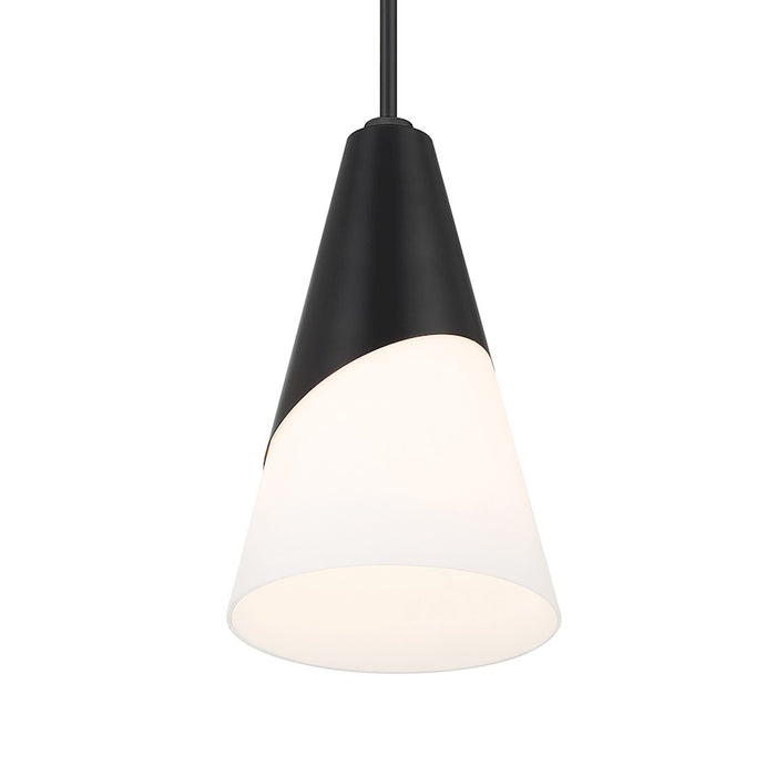 Crystorama Tori 1 Light Mini Pendant, Matte Black/Frosted