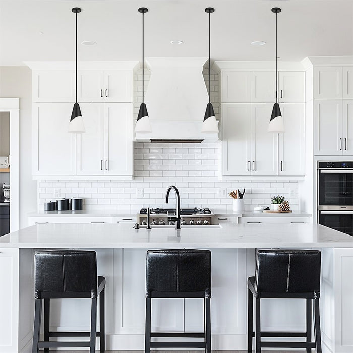 Crystorama Tori 1 Light Mini Pendant, Matte Black/Frosted