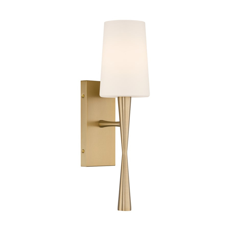 Crystorama Trenton 1 Light 5" Sconce, Aged Brass/White - TRE-221-OP-AG