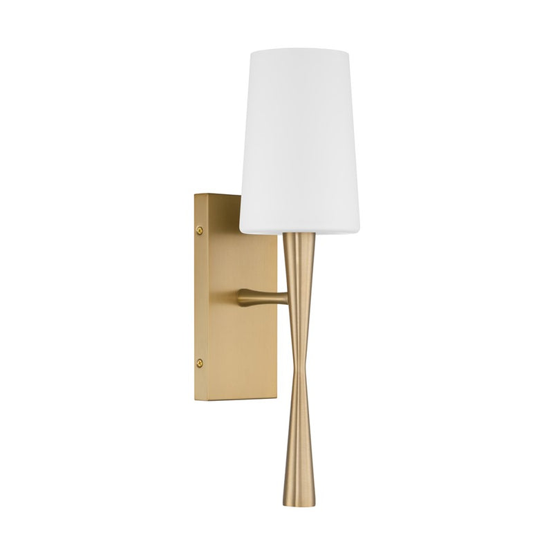 Crystorama Trenton 1 Light 5" Sconce, Aged Brass/White
