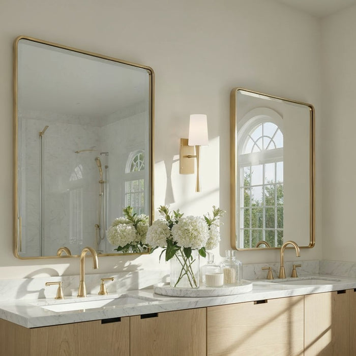 Crystorama Trenton 1 Light 5" Sconce, Aged Brass/White