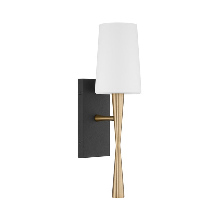 Crystorama Trenton 1Lt 5" Sconce, Brass/Black Forged/White