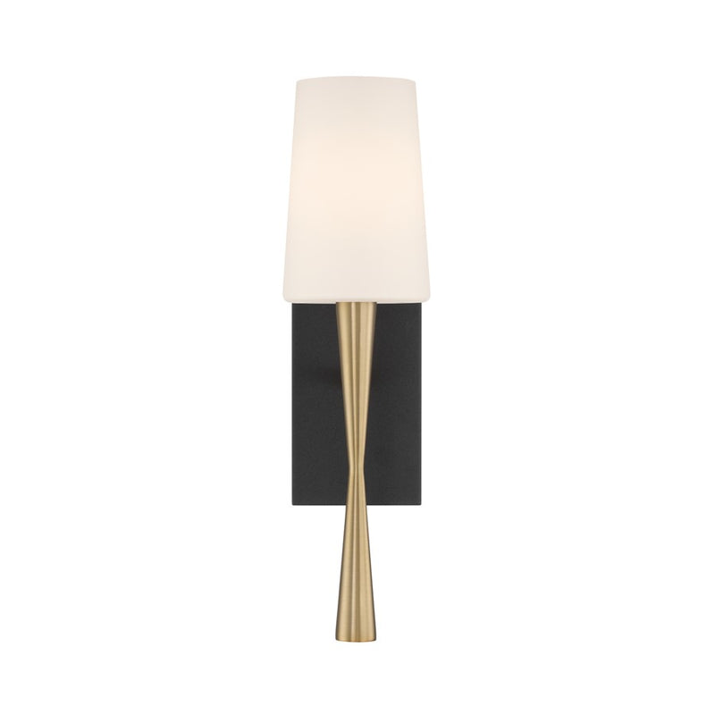 Crystorama Trenton 1Lt 5" Sconce, Brass/Black Forged/White