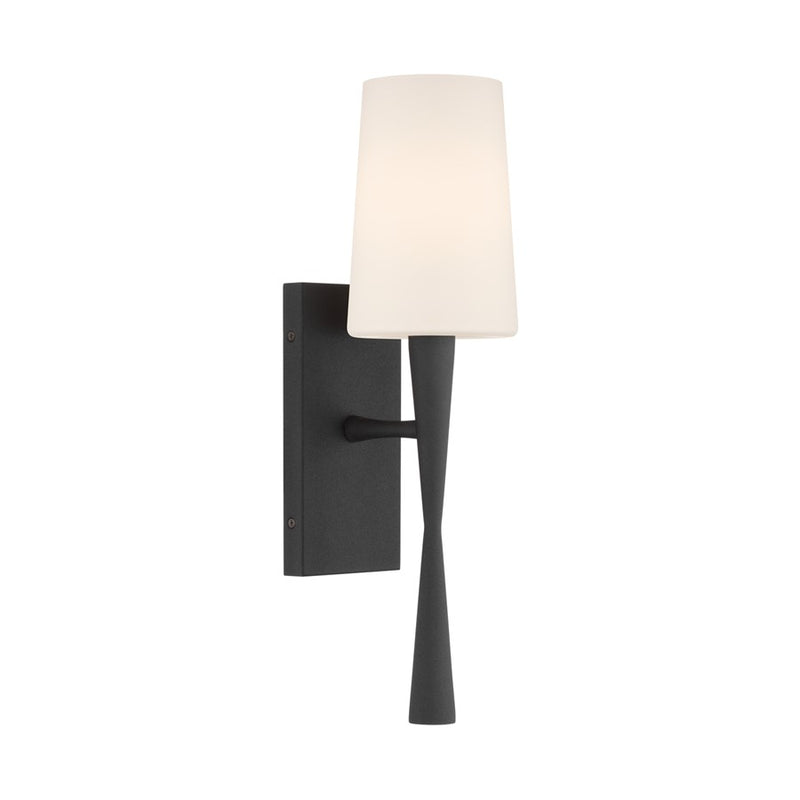 Crystorama Trenton 1 Light 5" Sconce, Black Forged/White