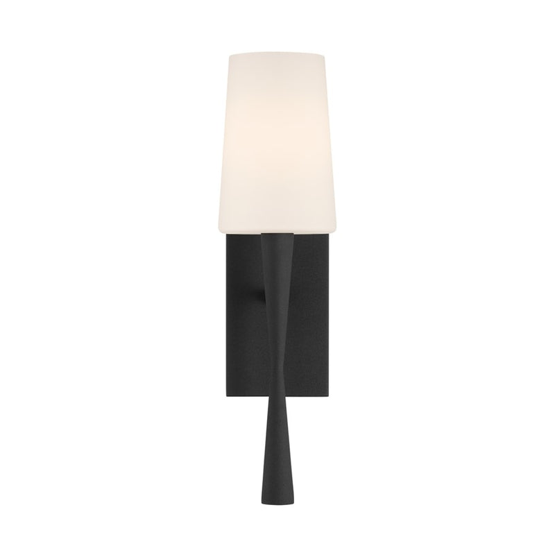 Crystorama Trenton 1 Light 5" Sconce, Black Forged/White