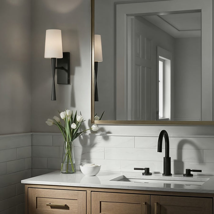 Crystorama Trenton 1 Light 5" Sconce, Black Forged/White