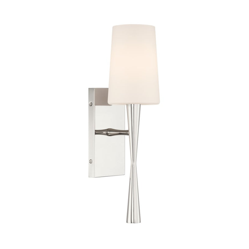 Crystorama Trenton 1 Light 5" Sconce, Polished Nickel/White