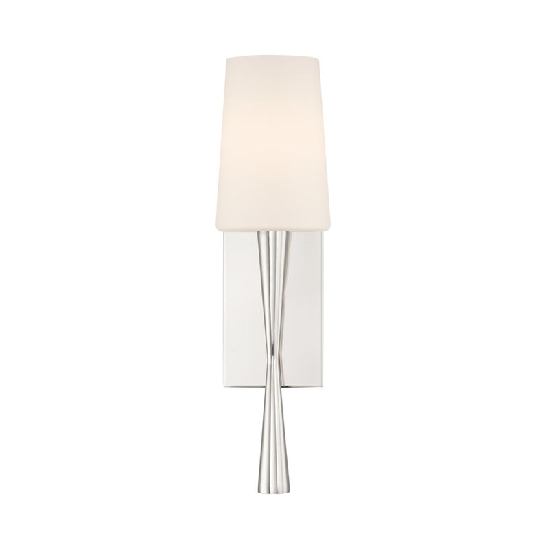 Crystorama Trenton 1 Light 5" Sconce, Polished Nickel/White