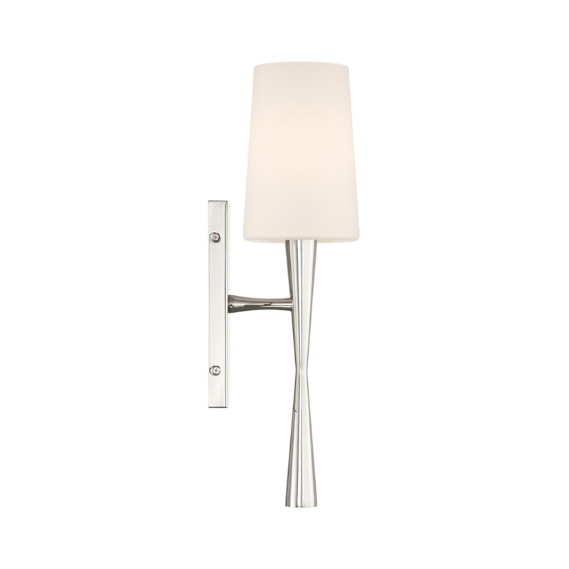 Crystorama Trenton 1 Light 5" Sconce, Polished Nickel/White