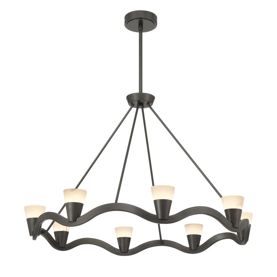 Crystorama Vance 8 Light 39" Chandelier, Bronze Noir/White - VNC-6508-NB