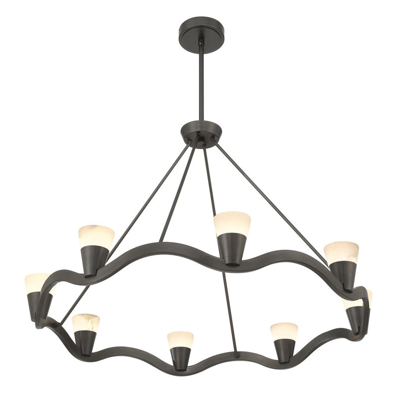 Crystorama Vance 8 Light 39" Chandelier, Bronze Noir/White