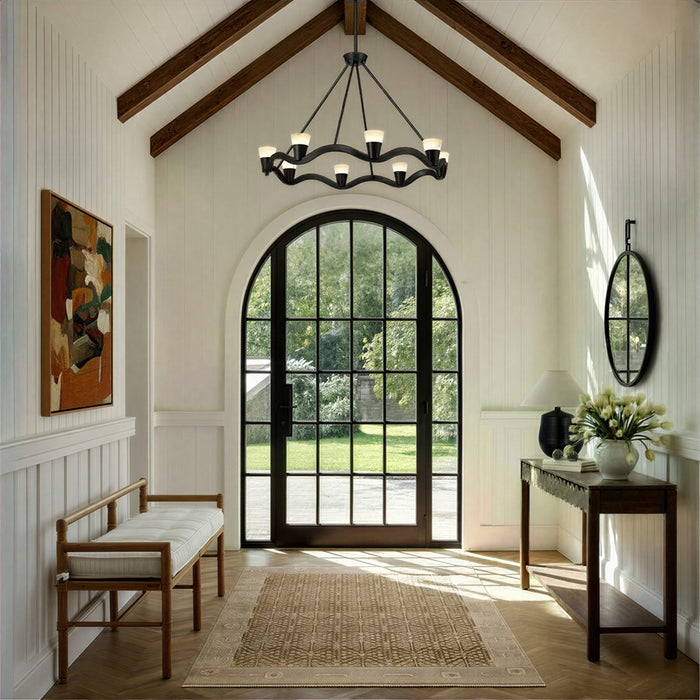 Crystorama Vance 8 Light 39" Chandelier, Bronze Noir/White