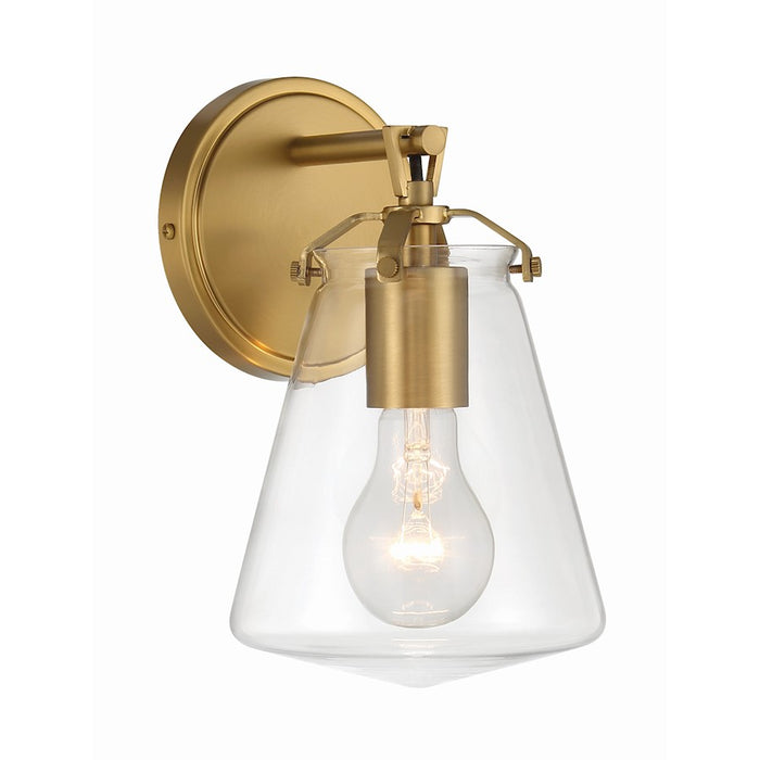 Crystorama Voss 1 Light Sconce, Luxe Gold/Clear Glass