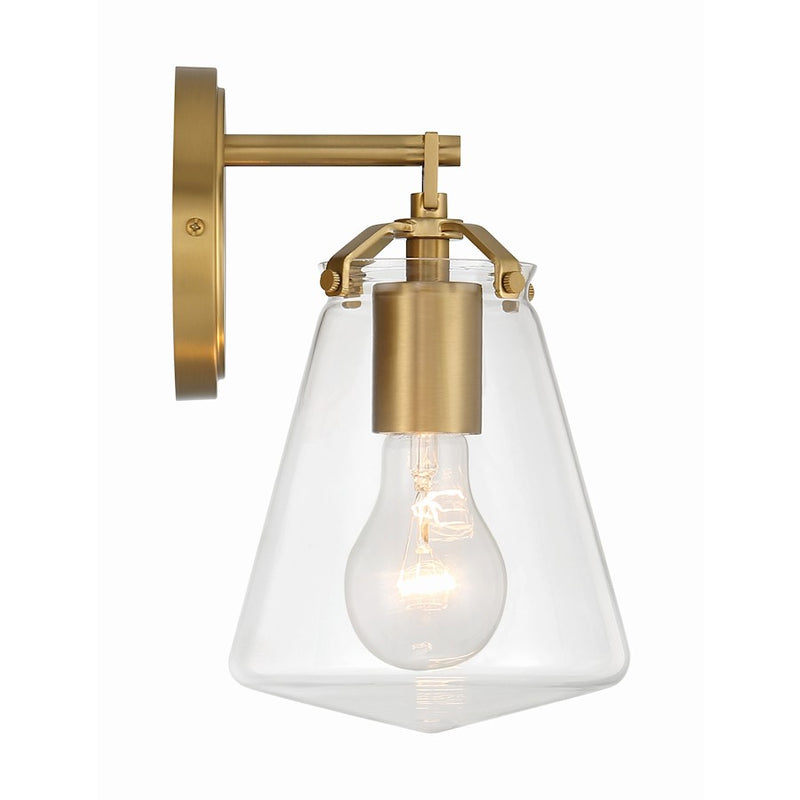 Crystorama Voss 1 Light Sconce, Luxe Gold/Clear Glass