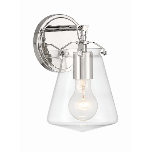 Crystorama Voss 1 Light Sconce, Polished Nickel/Clear Glass