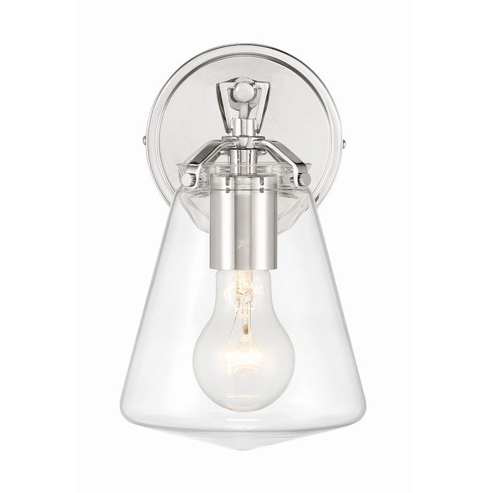 Crystorama Voss 1 Light Sconce, Polished Nickel/Clear Glass