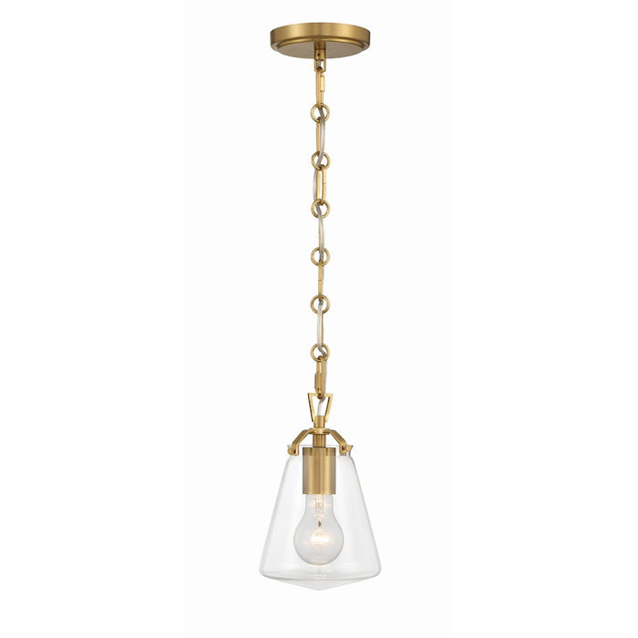 Crystorama Voss 1 Light 9" Mini Pendant, Luxe Gold/Clear Glass