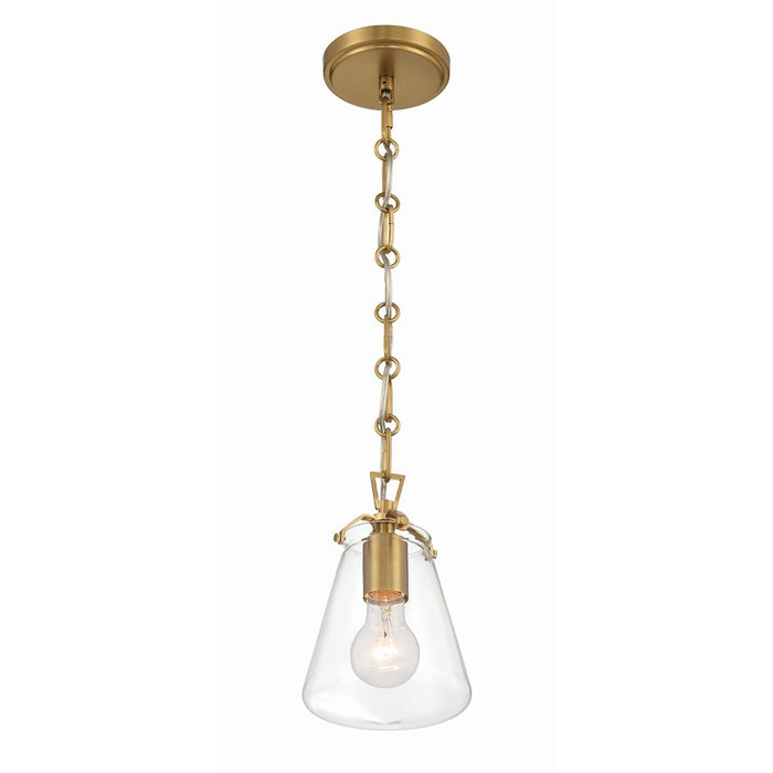 Crystorama Voss 1 Light 9" Mini Pendant, Luxe Gold/Clear Glass