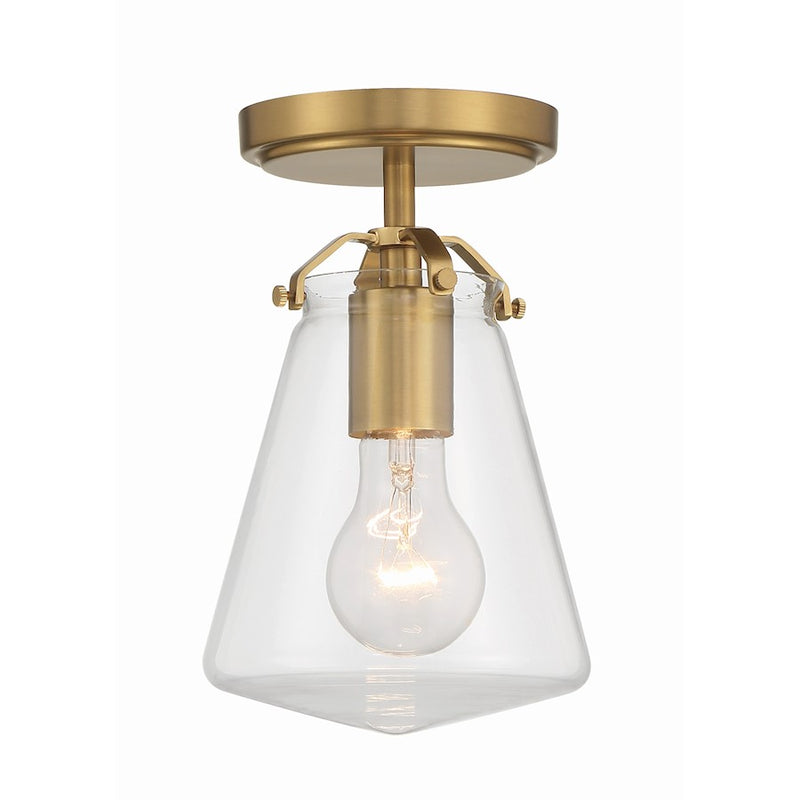 Crystorama Voss 1 Light Semi Flush Mount, Luxe Gold/Clear